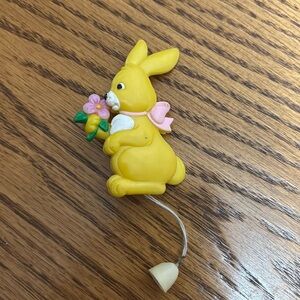 Yellow Bunny Brooch with Pink Accents
